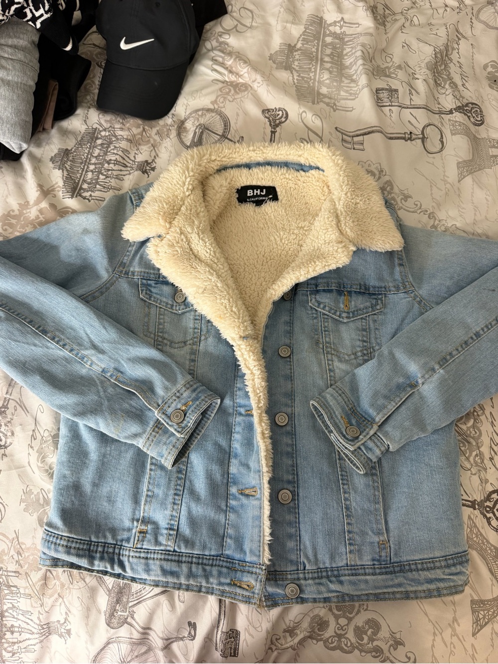 BHJ Light Blue Sherpa-Lined Denim Jacket